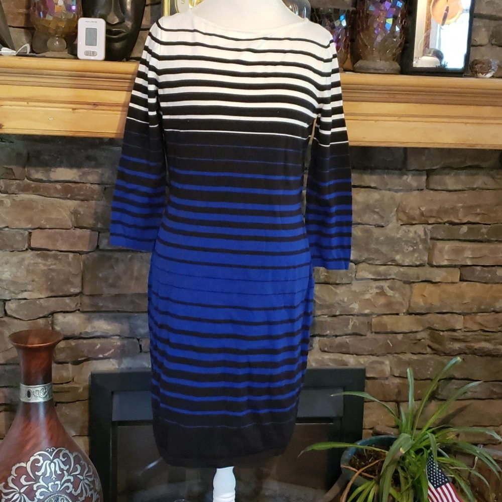 SALE⚡️BLUE LRL 3/4 sleeve OMBRE sweater DRESS SZ L